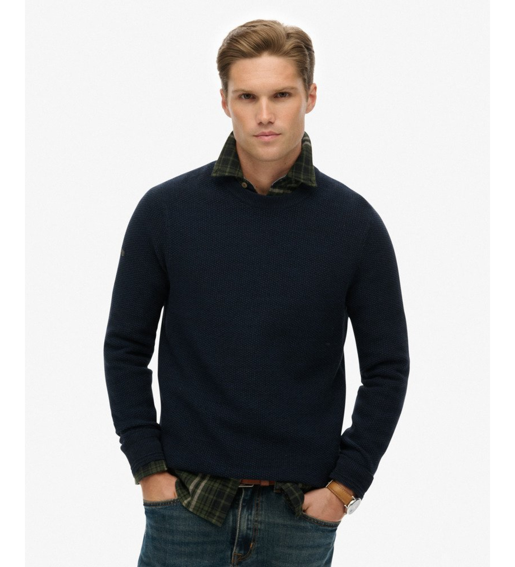 Superdry Camisola de textura leve azul-marinho Superdry Camisola de textura leve azul-marinho