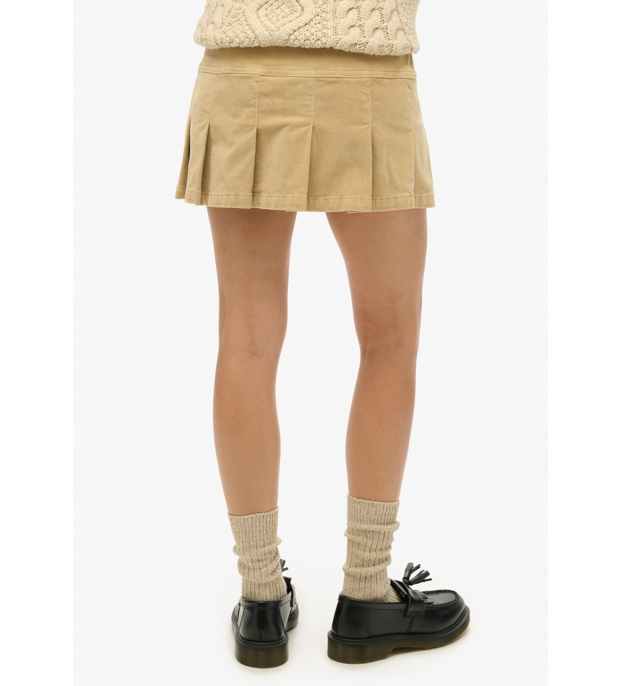 Superdry Plisseret miniskrt i fljl med vintage-logo beige