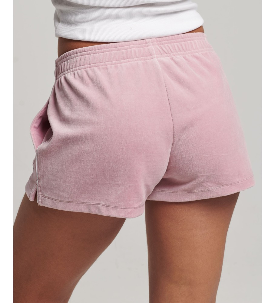 Superdry Short en velours avec logo S rose