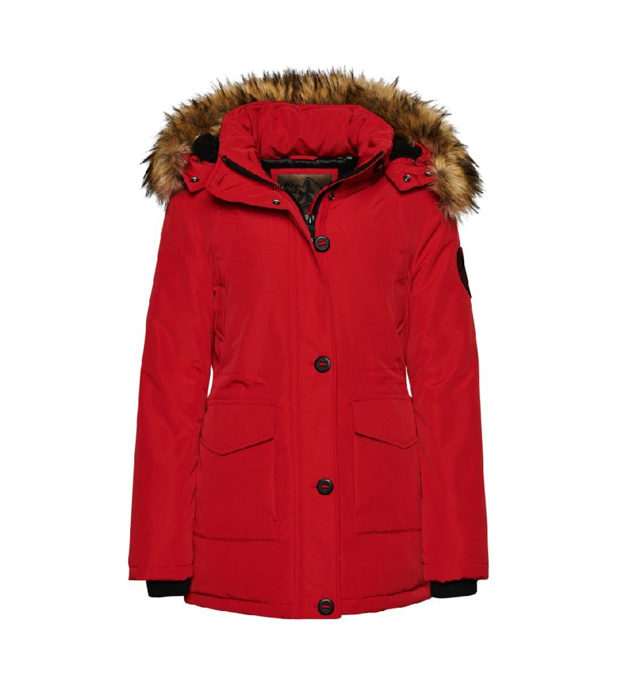 Chaquetón Abrigo Ash Rojo Superdry Parka Con Capucha De Pelo