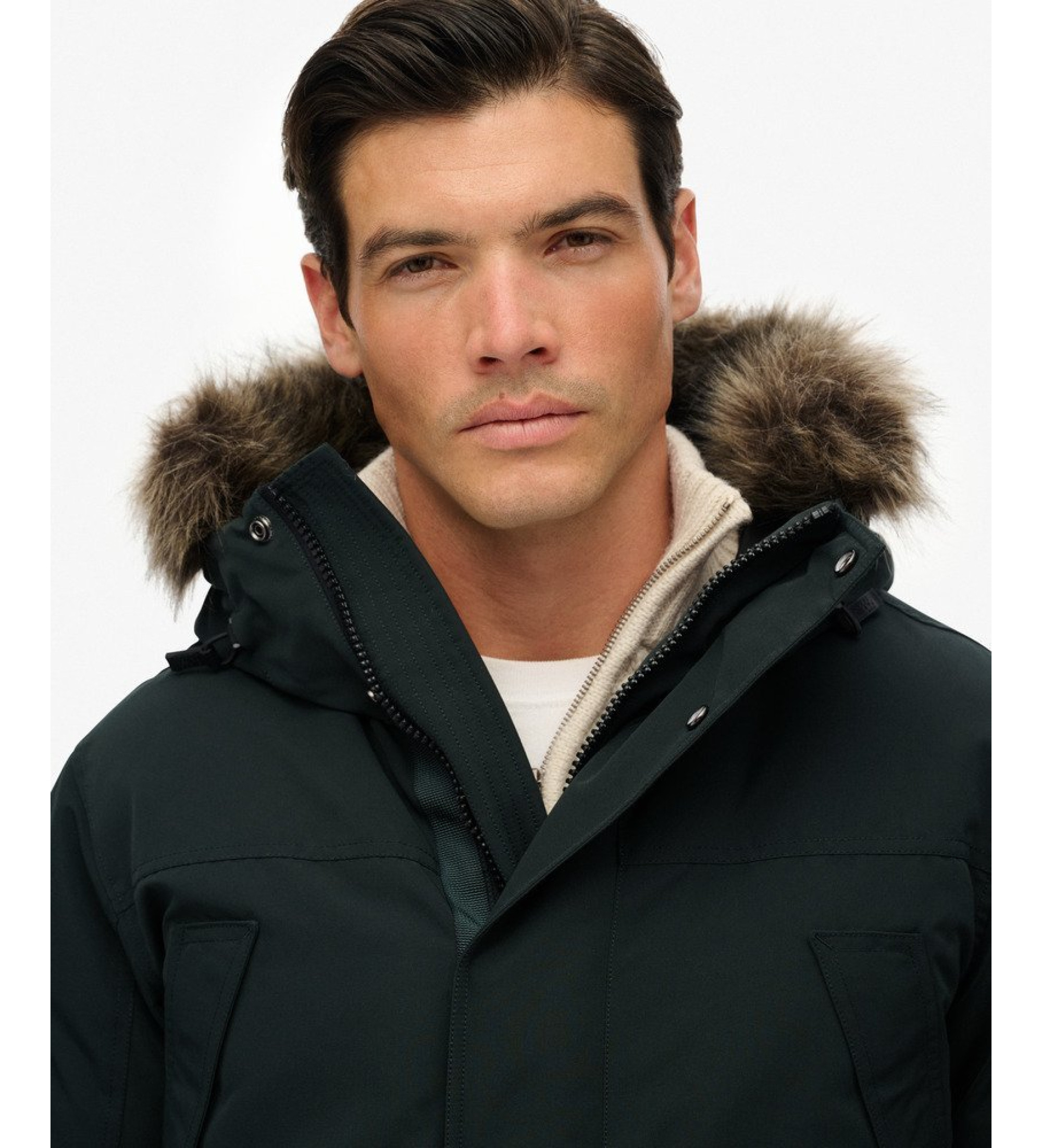 Superdry Parka Everest en fausse fourrure vert foncé Superdry Parka Everest en fausse fourrure vert foncé