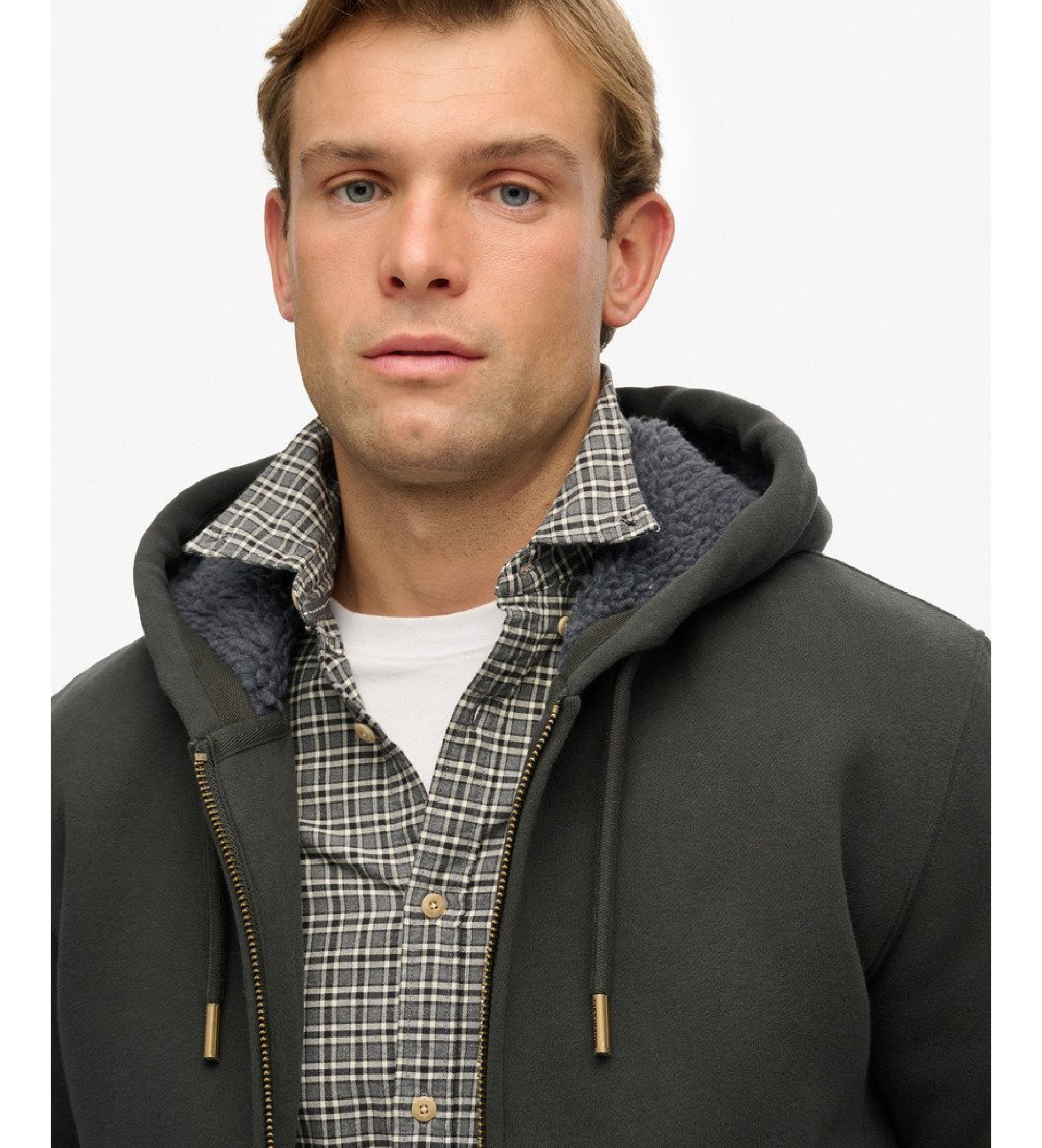 Superdry Felpa grigio scuro con fodera in Borg Superdry Felpa grigio scuro con fodera in Borg