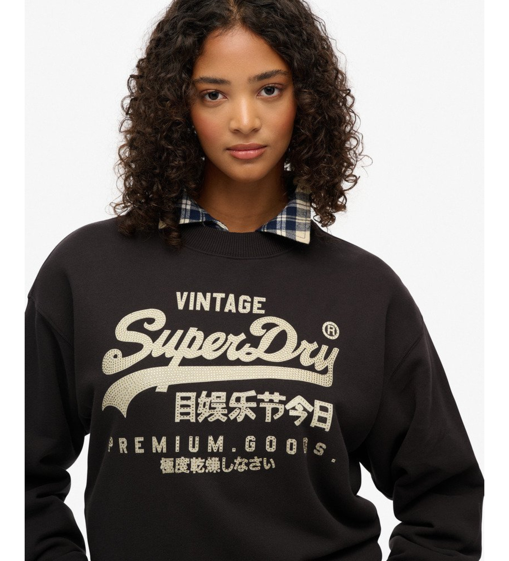 Superdry Felpa nera con logo vintage decorato Superdry Felpa nera con logo vintage decorato