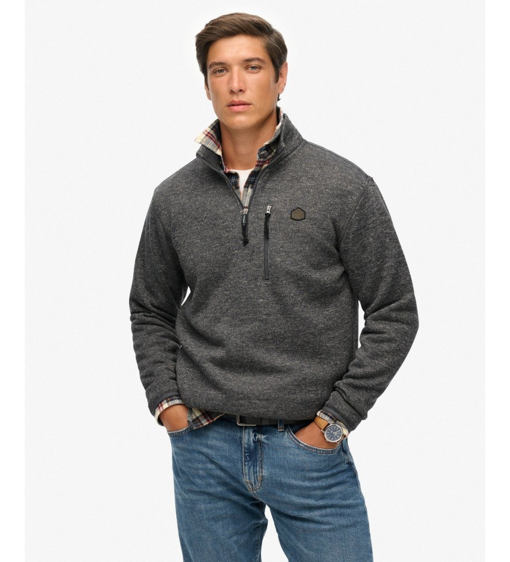 Superdry Storm Fleece Half Zip Sweater dark grey Superdry Storm Fleece Half Zip Sweater dark grey