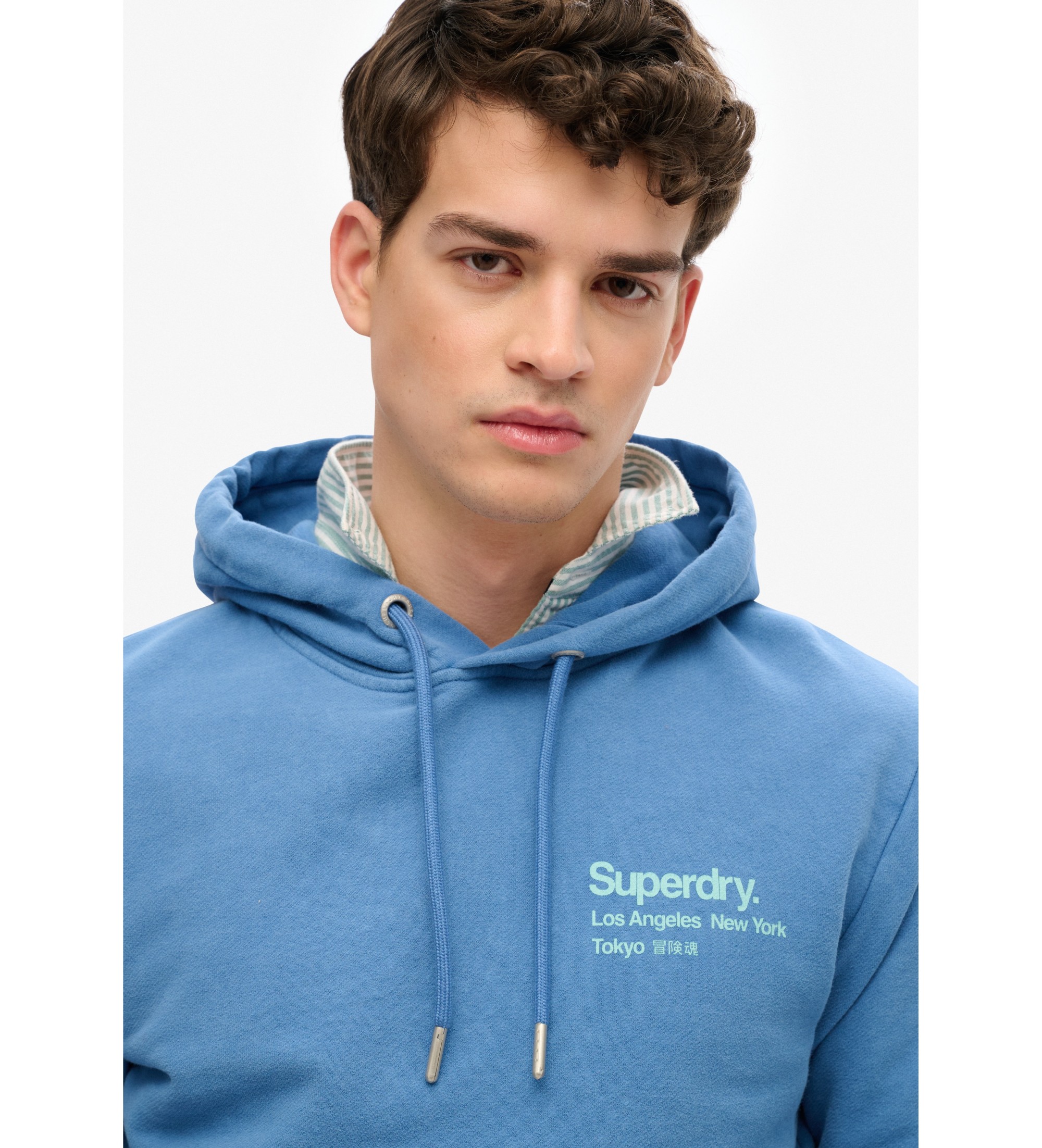 Superdry Sweat  capuche avec logo Core City bleu
