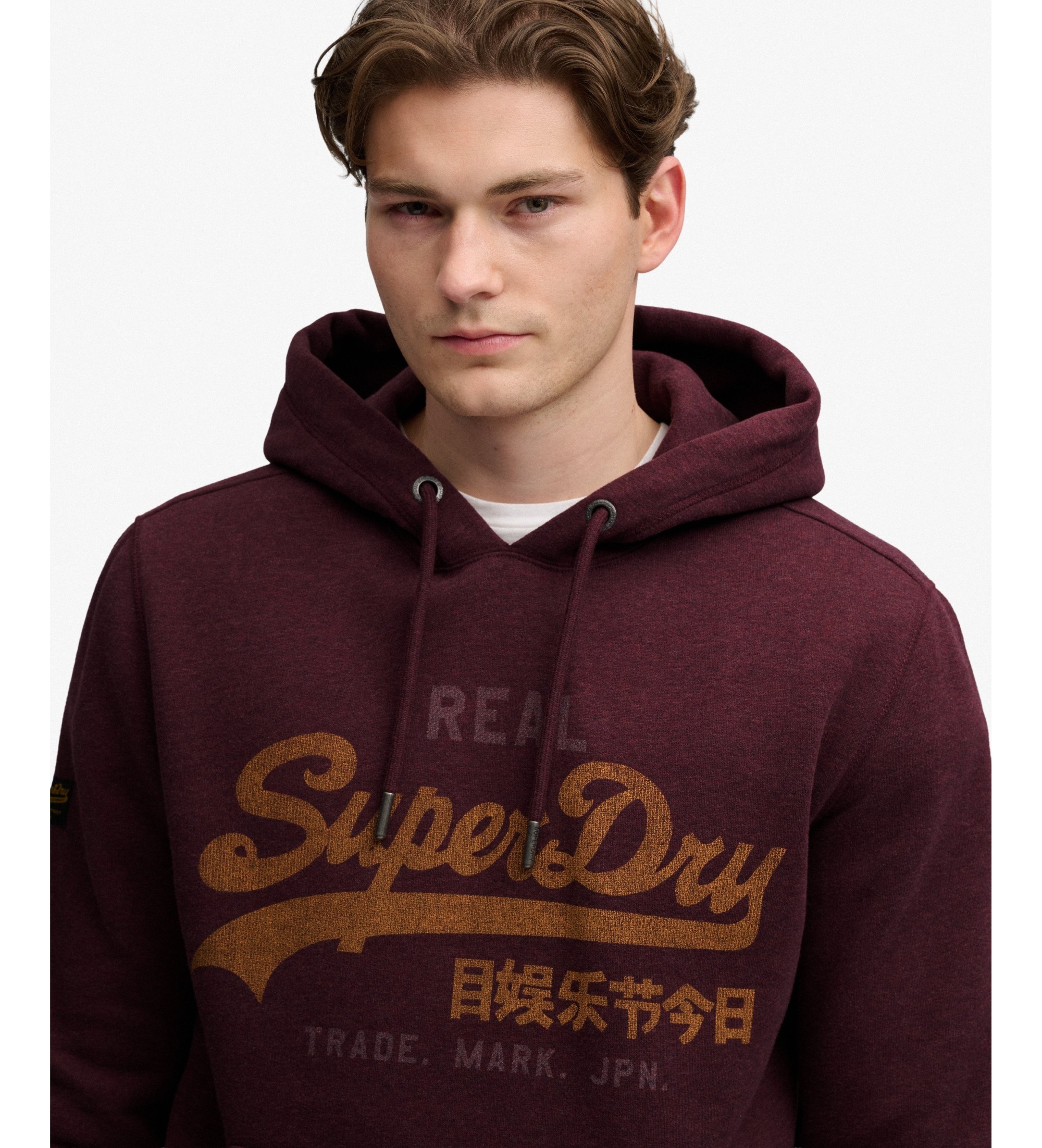 Superdry Sudadera con capucha Heritage Relaxed burdeos