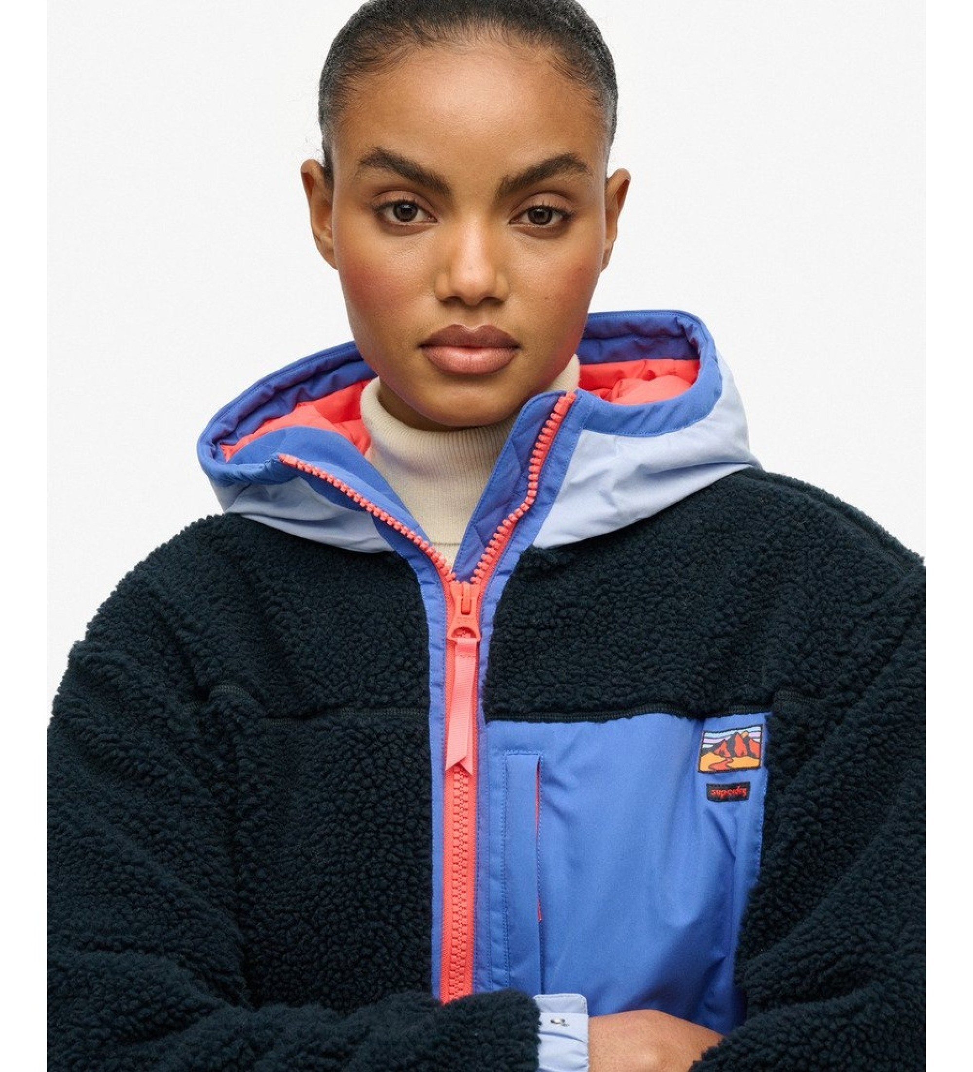 Superdry Sweat à capuche Vintage Hooded Sherpa bleu marine