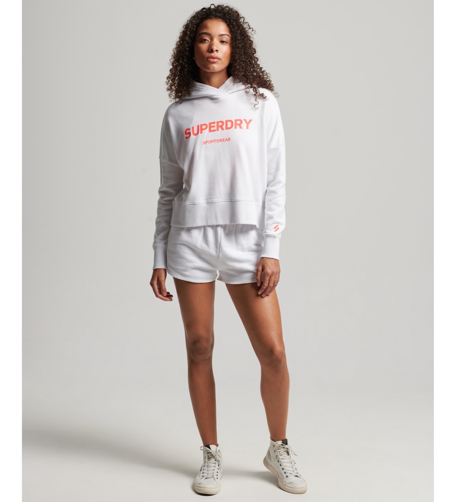 Superdry Sudadera Core Sport corta de corte cuadrado con capucha blanco