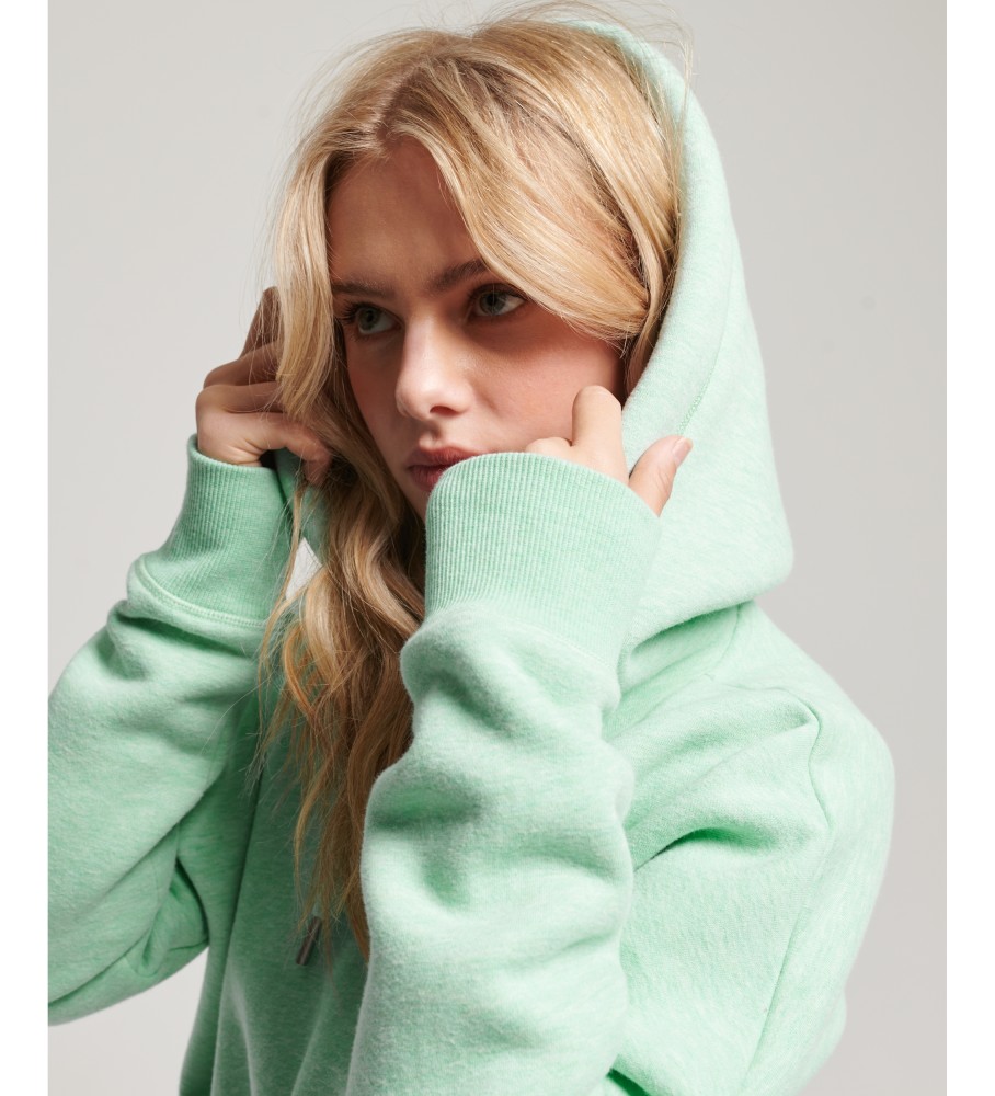Superdry Kort sweatshirt med huva och logotyp Vintage green