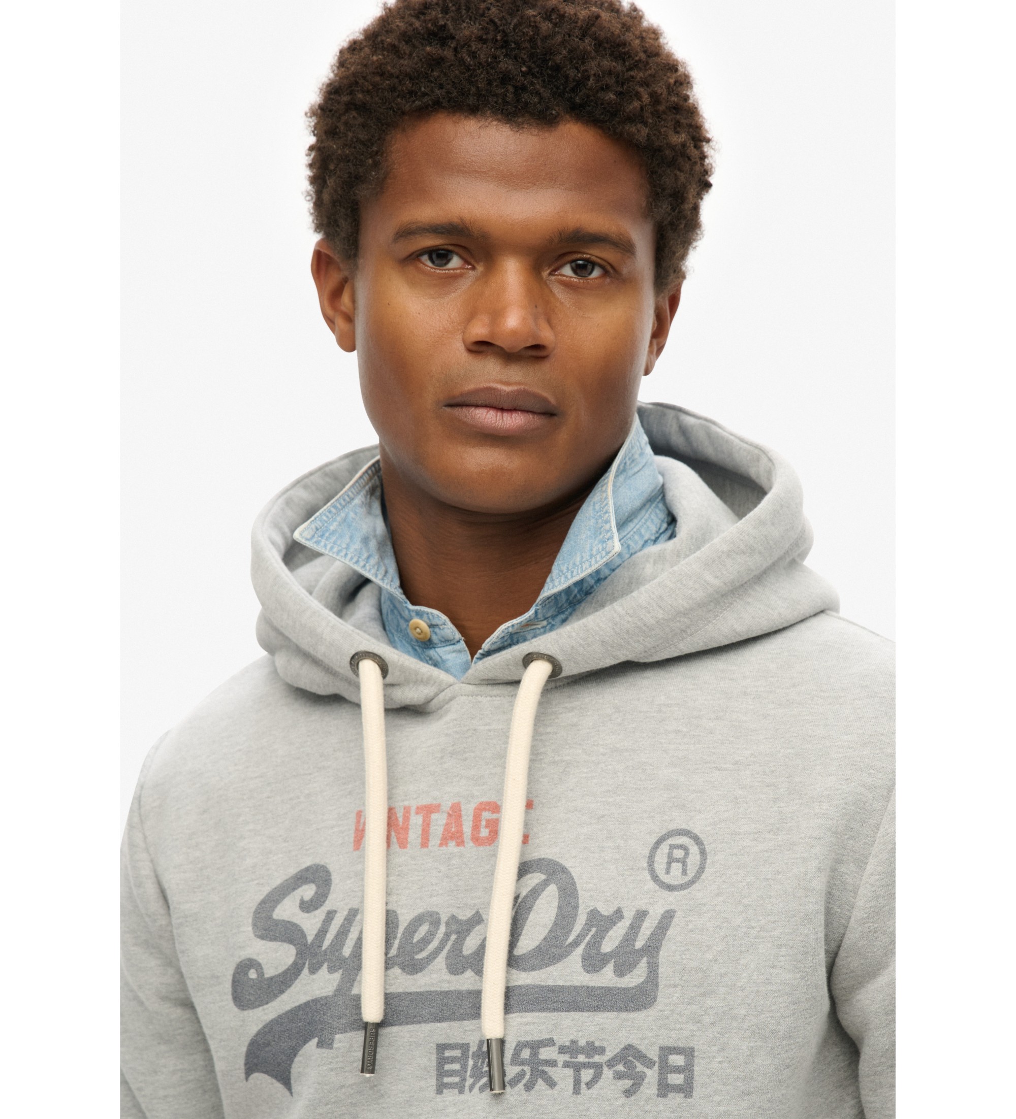 Superdry Sweat  capuche de coupe dcontracte avec logo Vintage Heritage gris