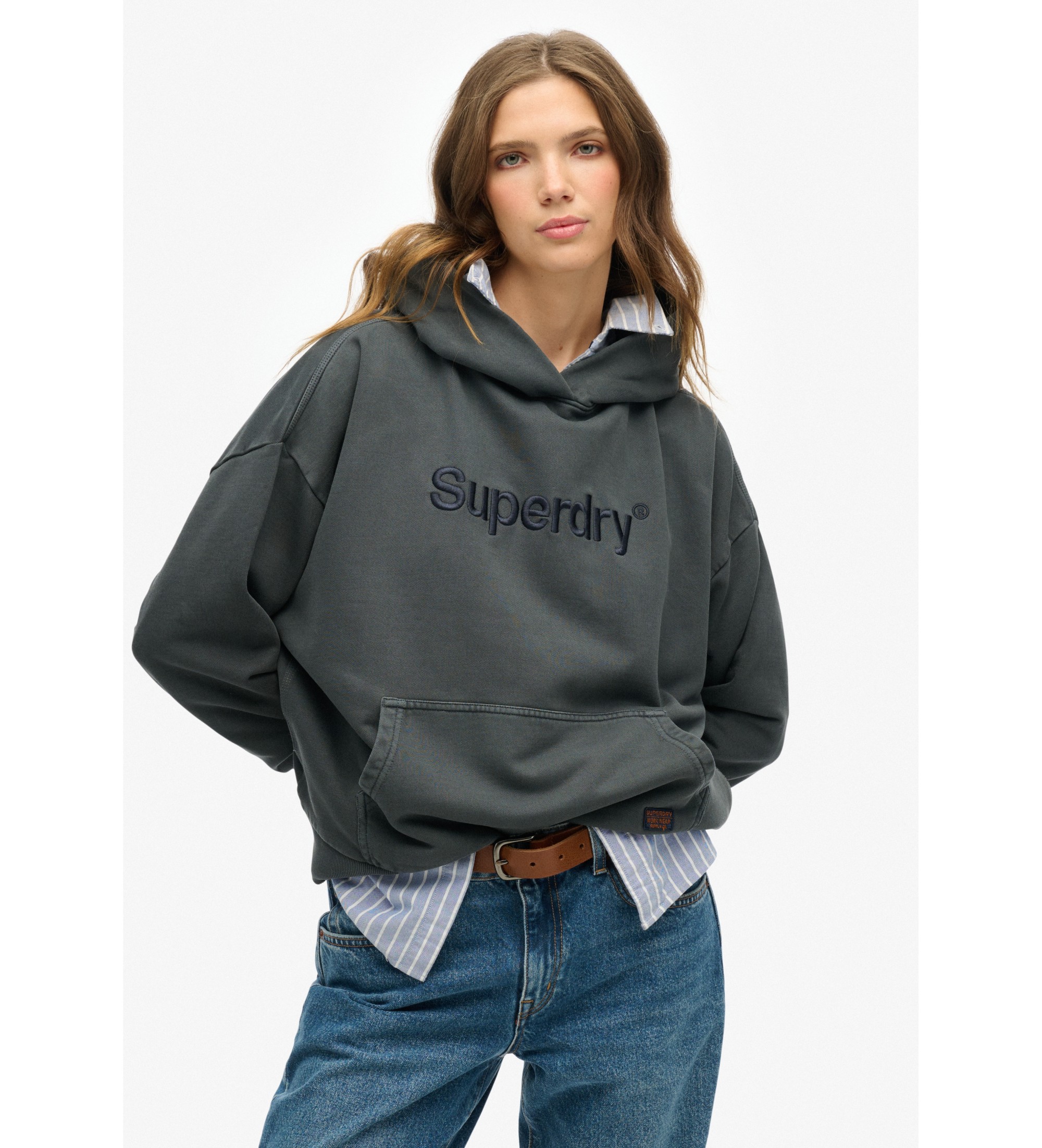 Superdry Felpa ricamata grigio nucleo