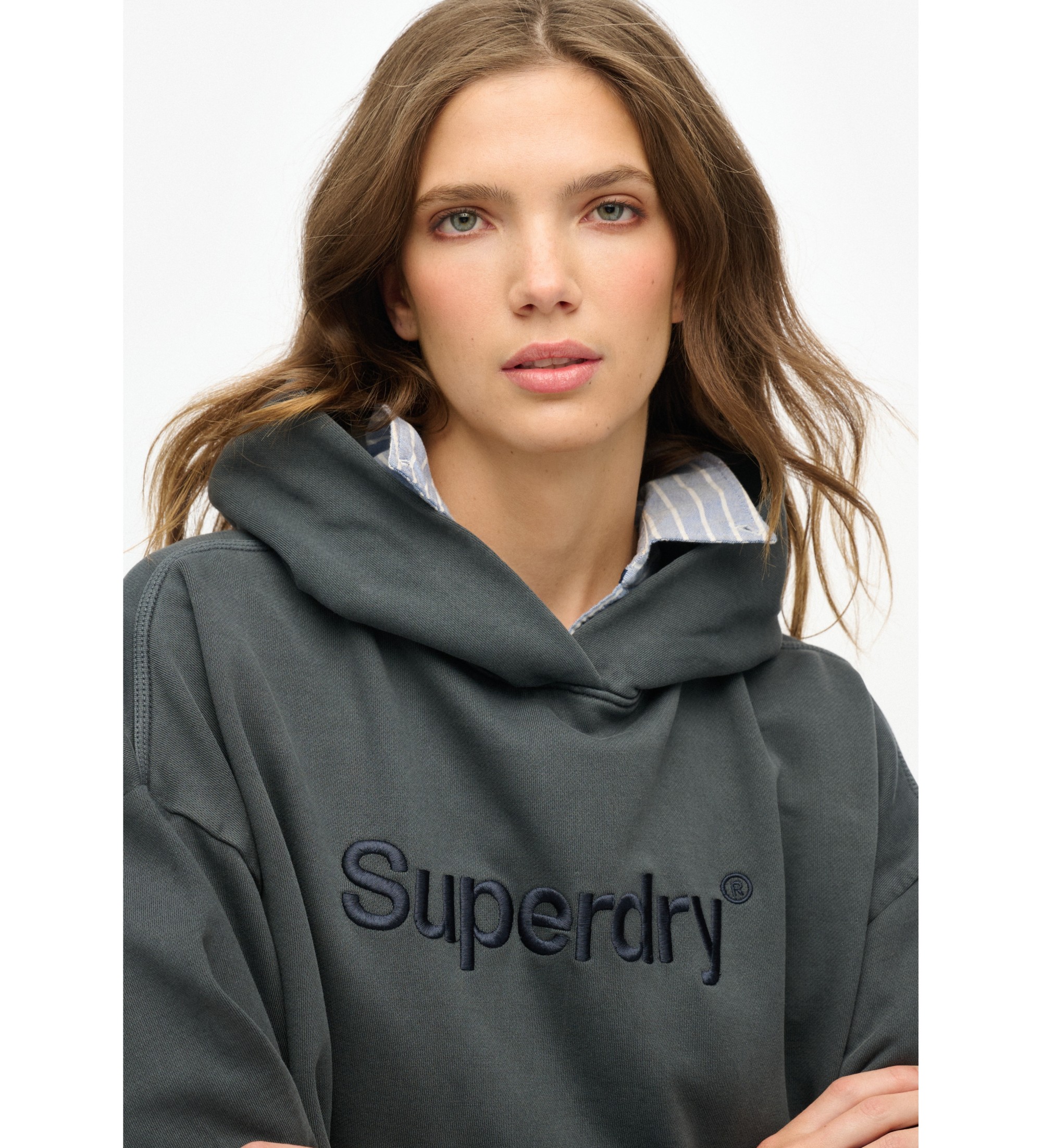 Superdry Felpa ricamata grigio nucleo