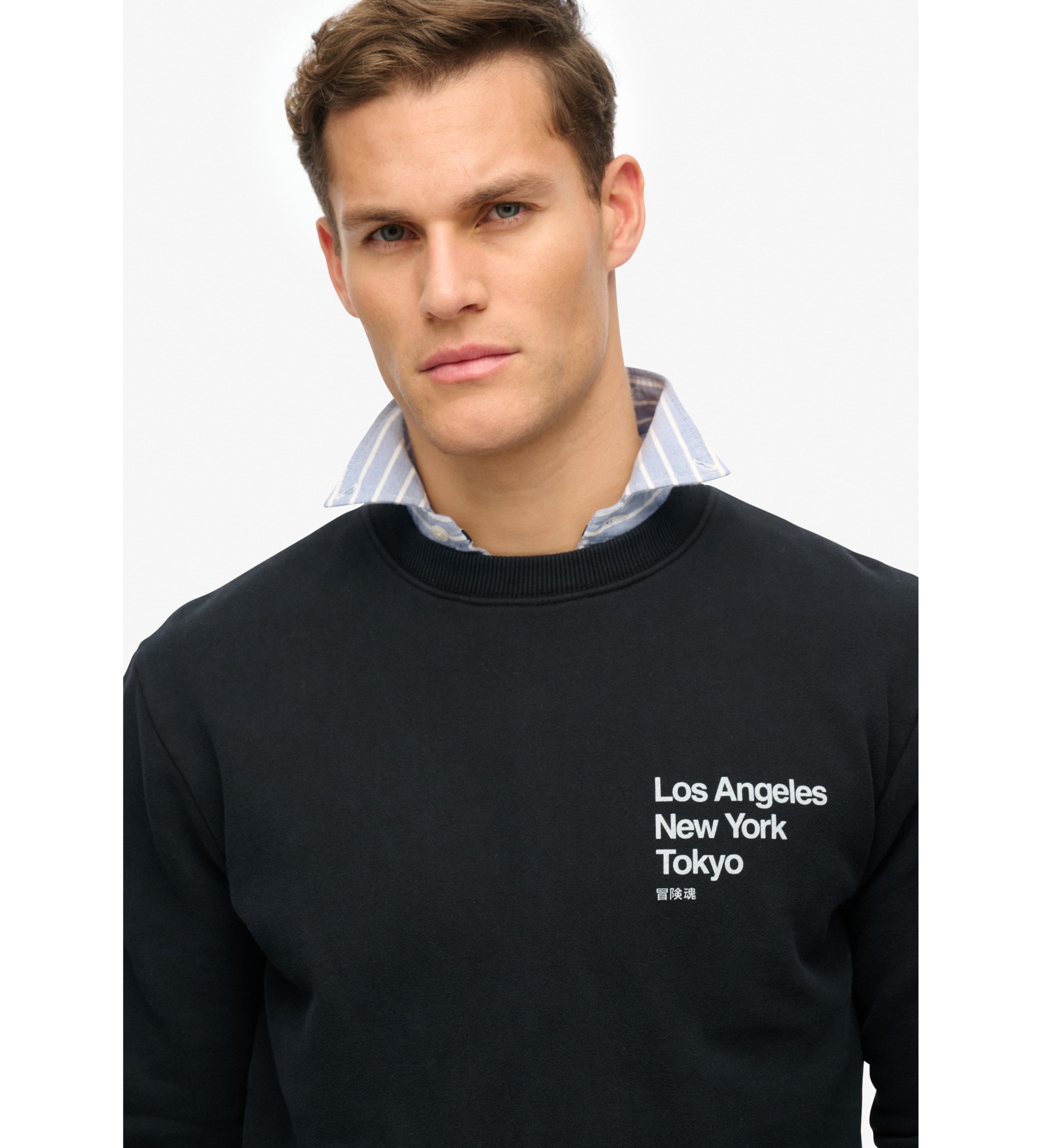 Superdry Felpa girocollo City con logo Core in nero