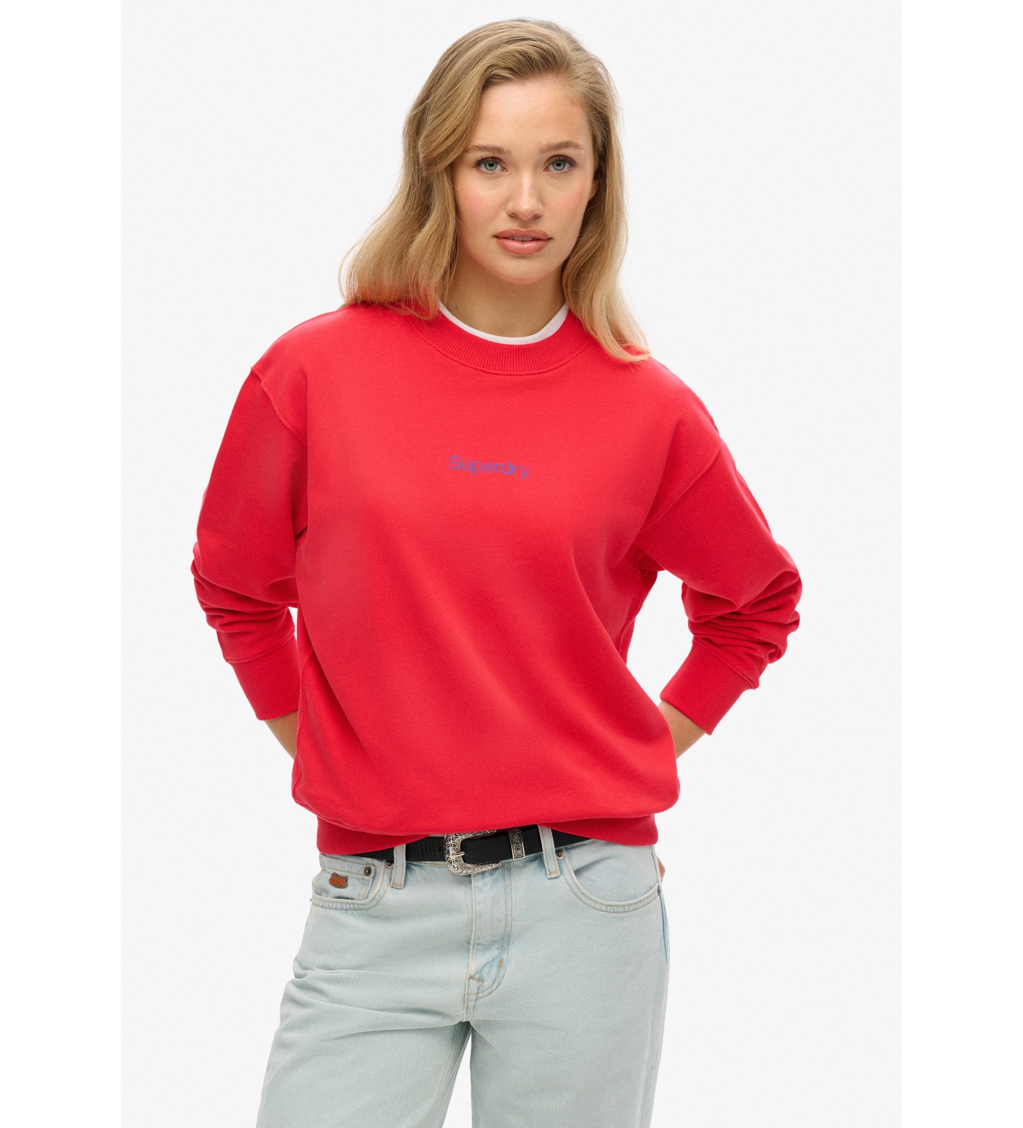 Superdry Sweatshirt mit Rundhalsausschnitt, City-Grafik und Core-Logo in Rot