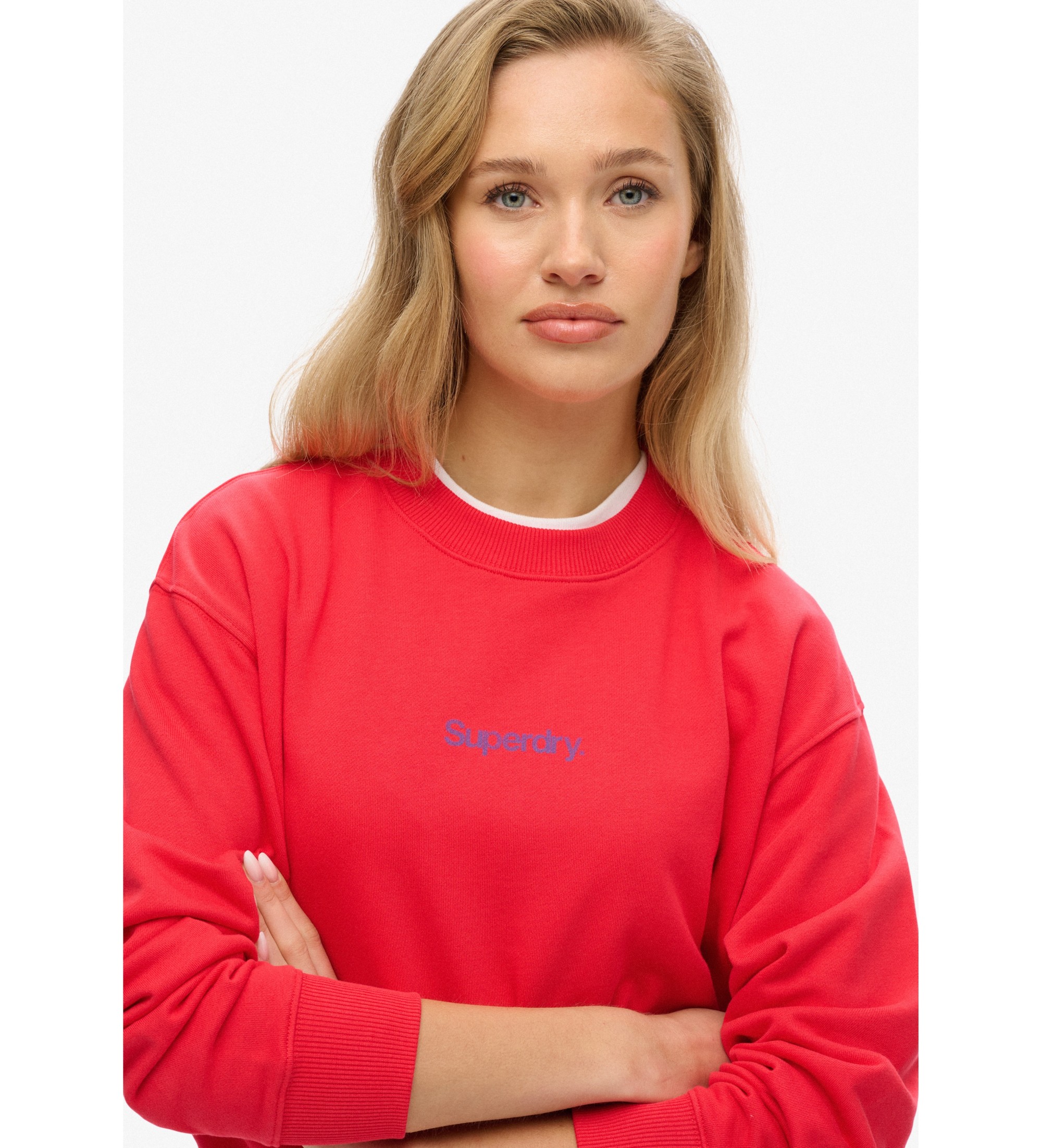 Superdry Sweatshirt mit Rundhalsausschnitt, City-Grafik und Core-Logo in Rot