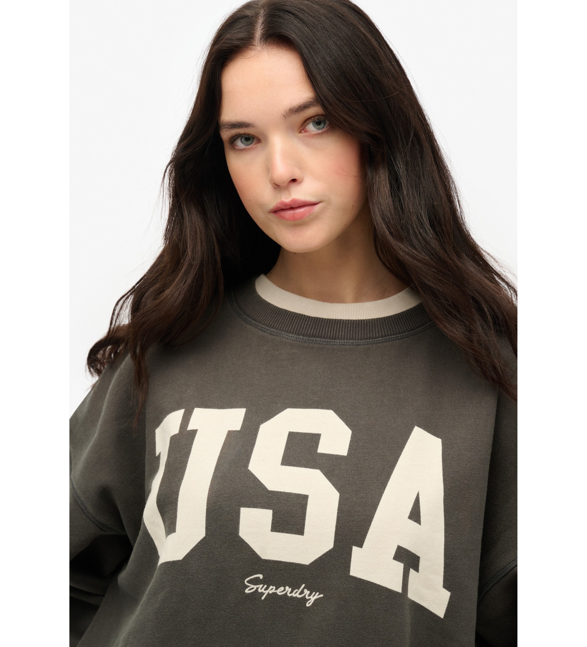 Superdry Athletic Essentials loose fit crew neck sweatshirt dark grey