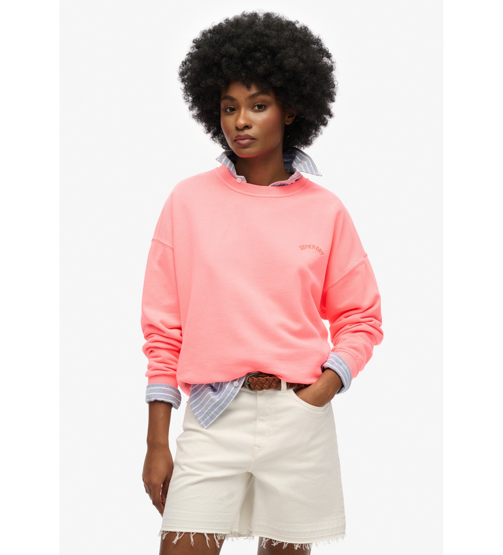 Superdry Baggy sweatshirt logo Essential roze