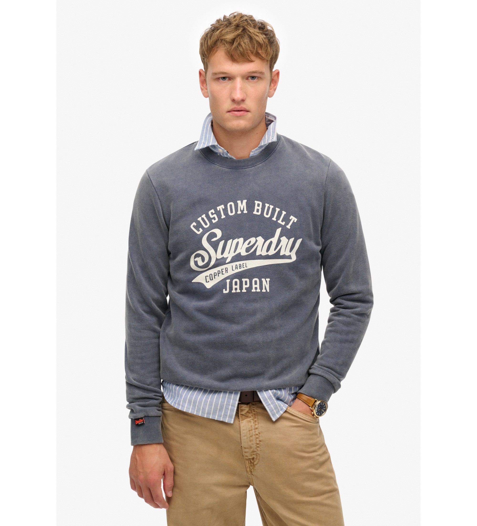 Superdry Sweat vintage bleu dlav