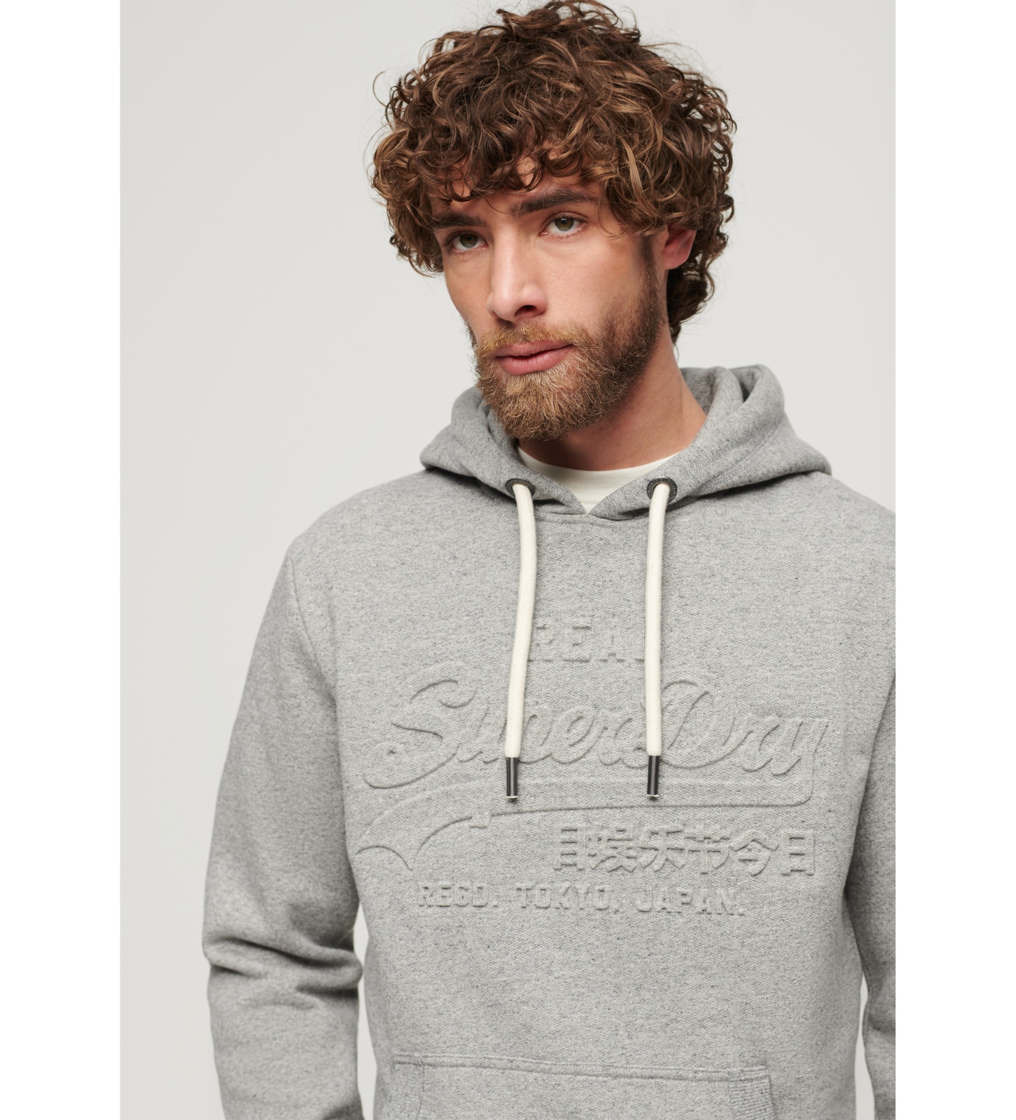 Superdry Szara bluza z wytłoczonym logo w stylu vintage