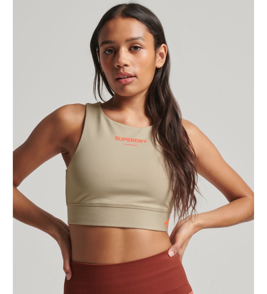 Superdry Organic cotton sports bra beige Core - ESD Store fashion, footwear  and accessories - best brands shoes and designer shoes