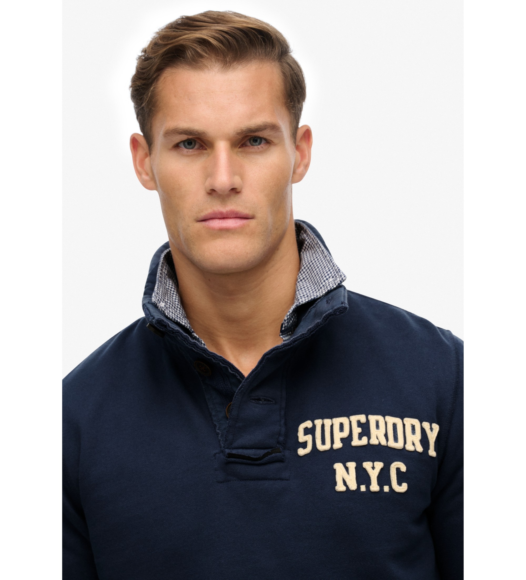 Superdry Felpa blu navy con bottoni Vintage Athletic Superdry Felpa blu navy con bottoni Vintage Athletic