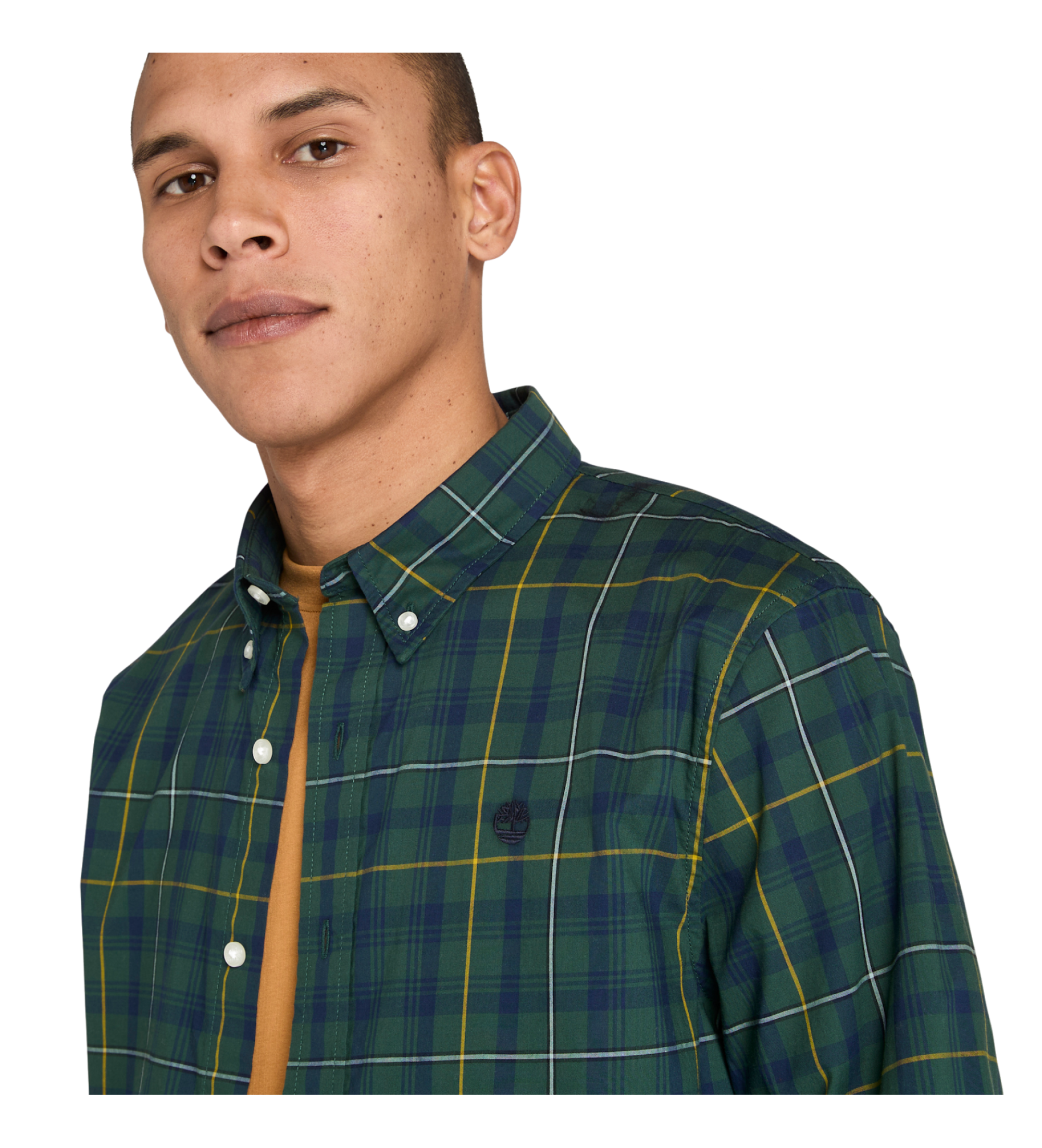 Timberland Chemise à carreaux en popeline stretch verte Timberland Chemise à carreaux en popeline stretch verte
