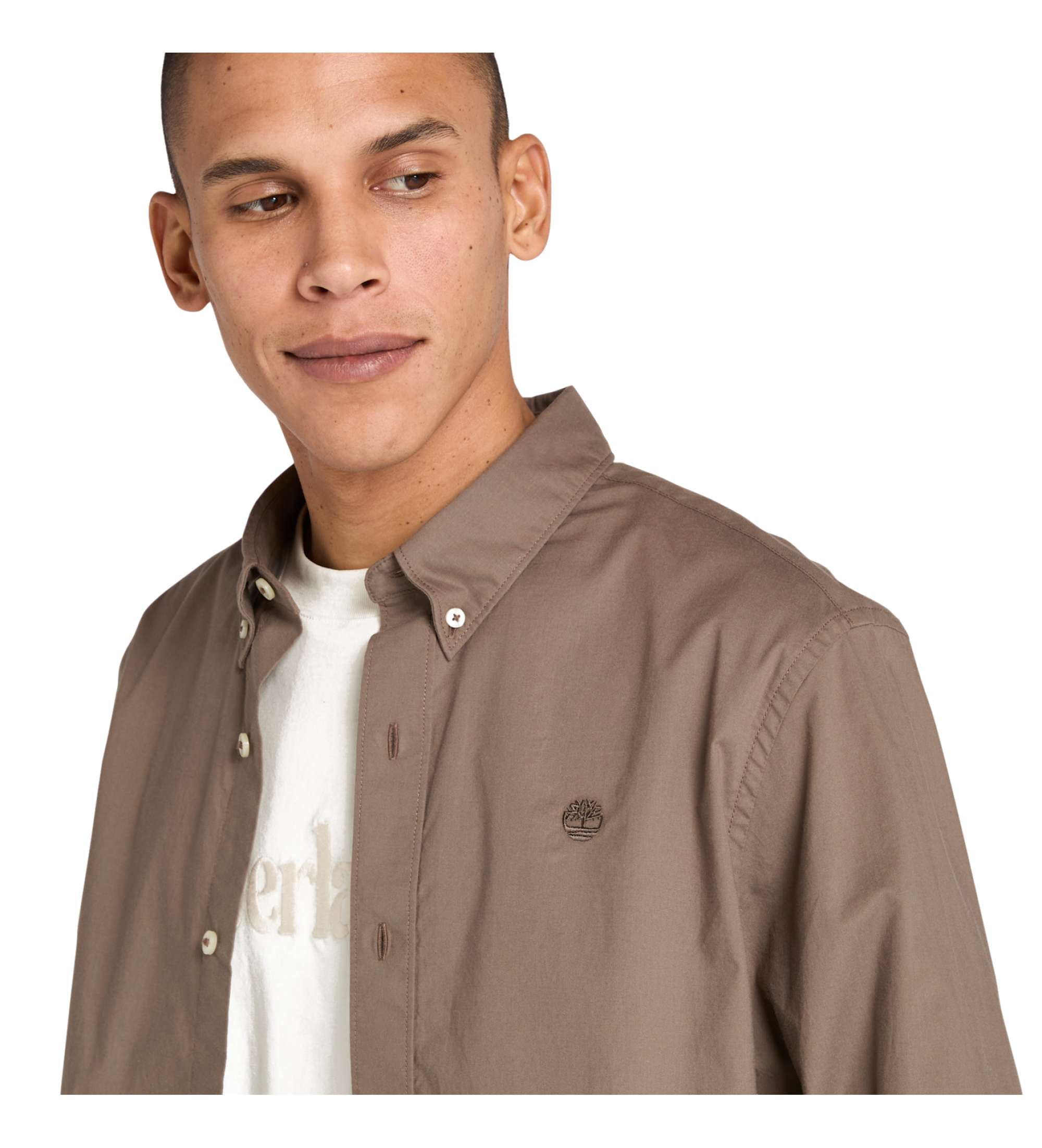 Timberland Chemise à manches longues en popeline extensible marron Timberland Chemise à manches longues en popeline extensible marron