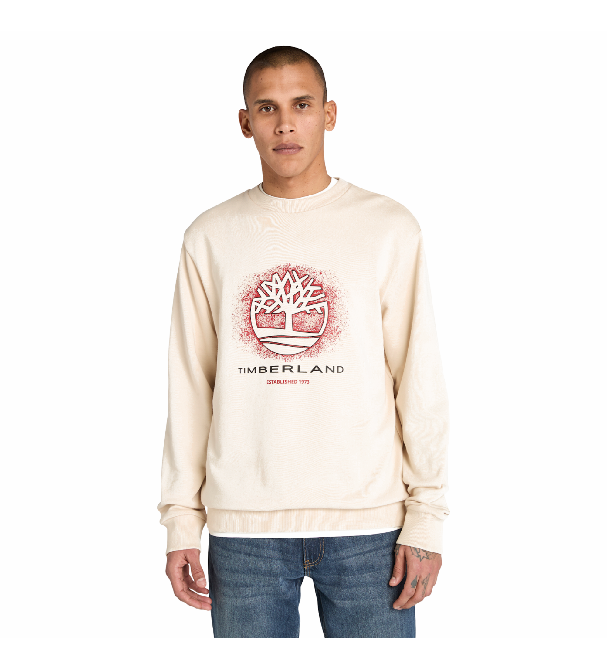 Timberland Sweatshirt with beige tree mud Timberland Sweatshirt with beige tree mud
