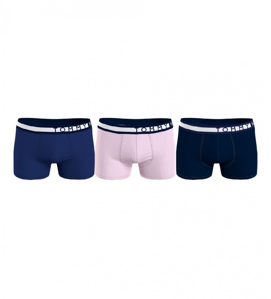Tommy Hilfiger Pacote de 3 boxers rosa, marinho, azul
