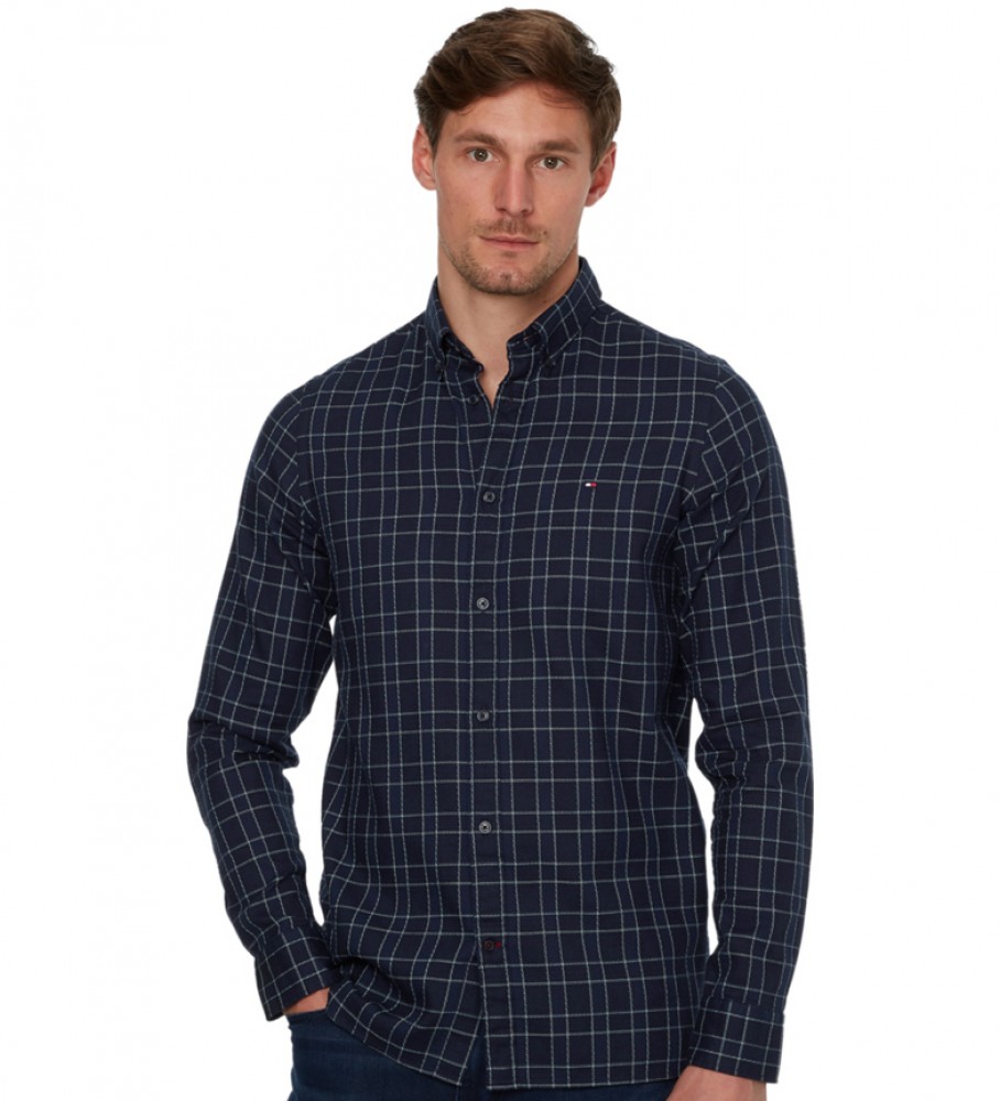 Tommy Hilfiger Simple Waffle Check Navy Plaid Shirt