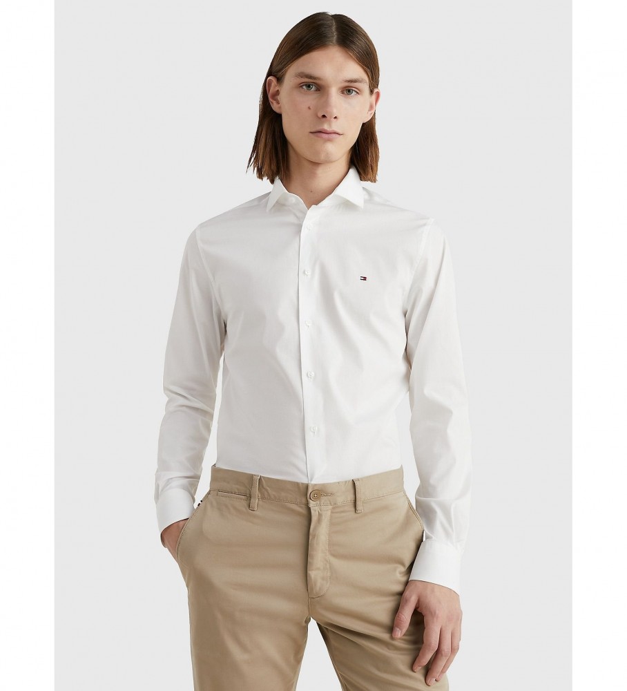 Camisa TH Flex de popelín de algodón, Blanco