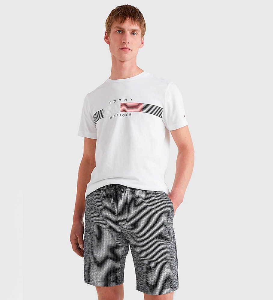 Tommy Hilfiger T-shirt graphique à rayures Corp, blanc