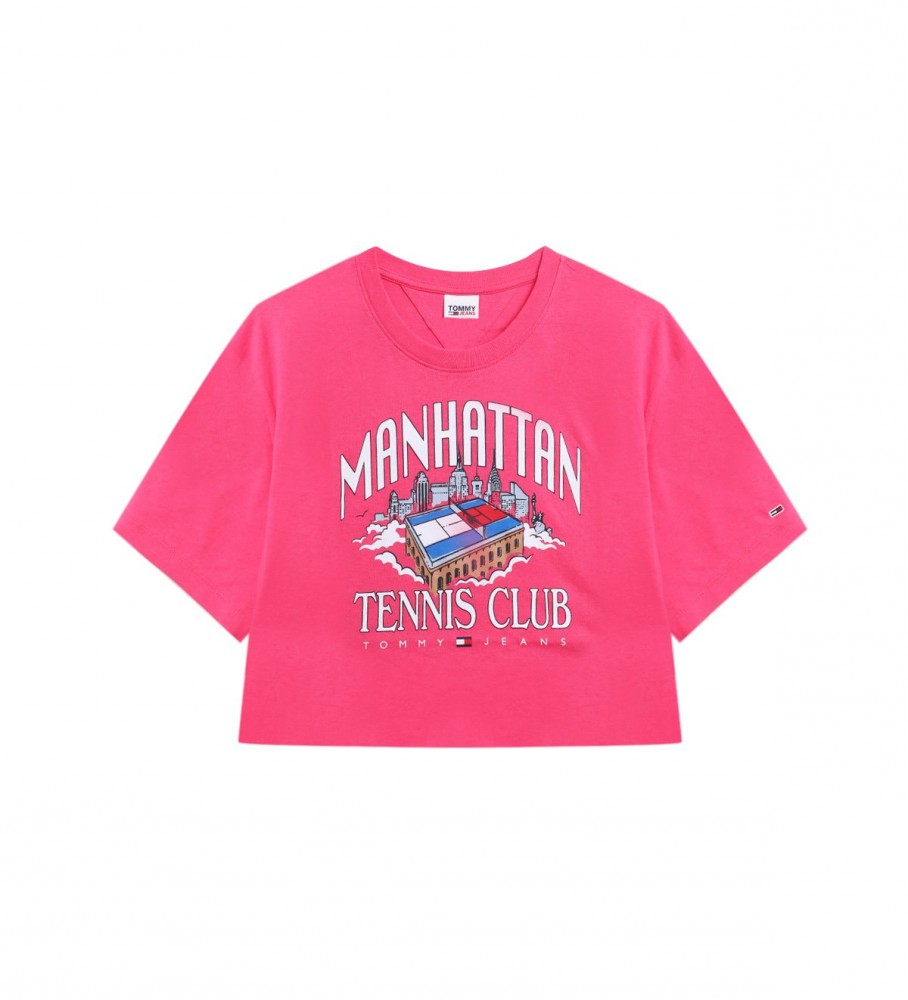 Tommy Hilfiger T-shirt cor-de-rosa cortada