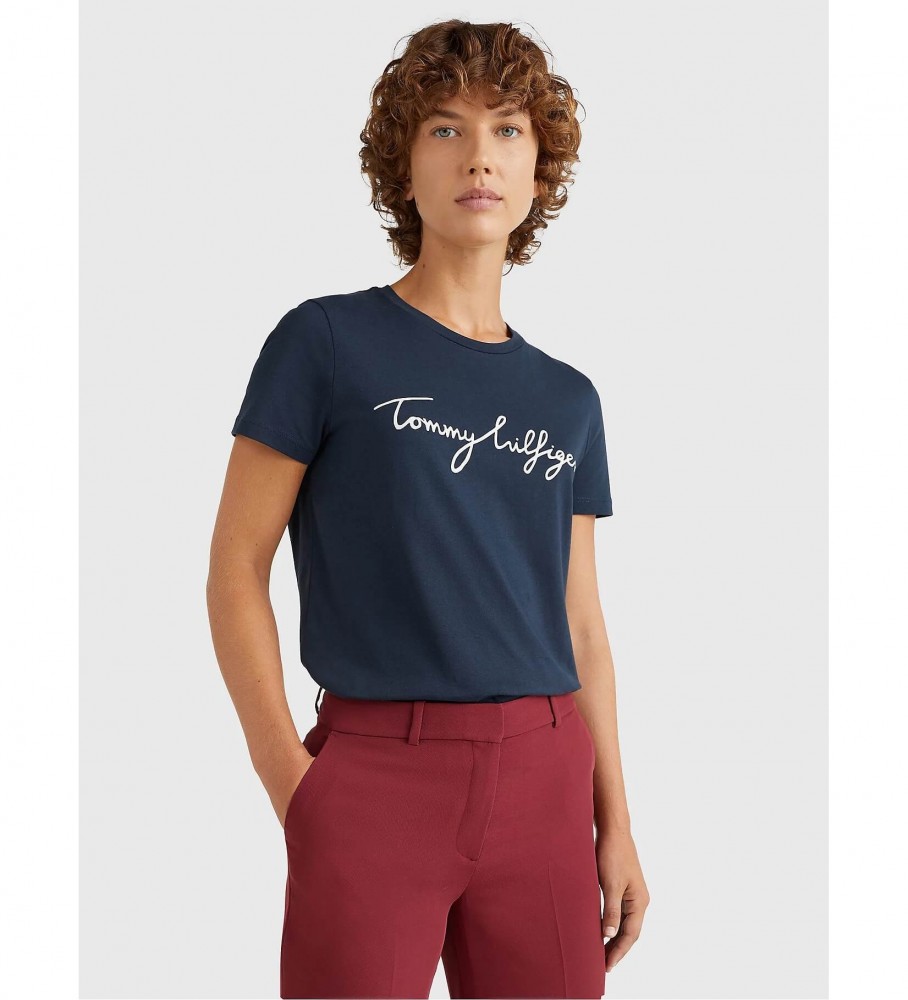 Tommy Hilfiger T-shirt con grafica girocollo blu navy Heritage