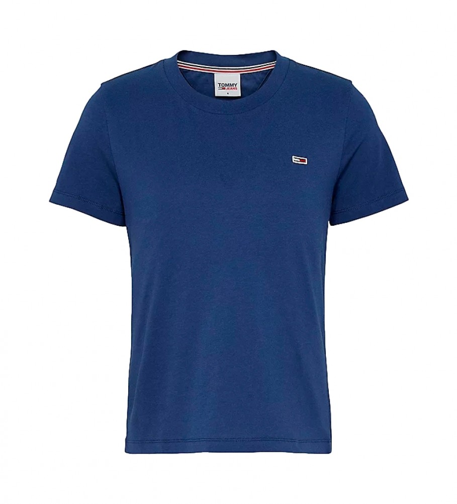 Tommy Hilfiger T-shirt blu con scollo a C in jersey regolare TJW