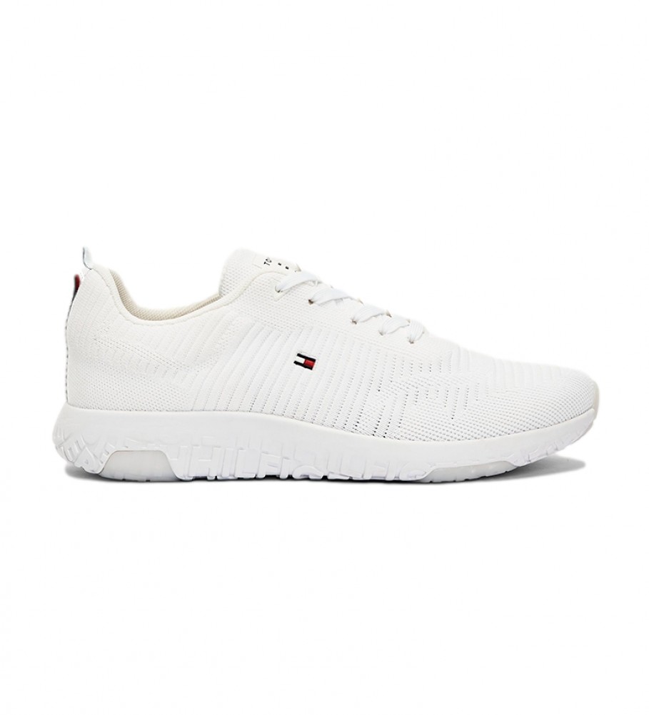 Tommy Hilfiger Sneakers Runner a coste in maglia aziendale bianco