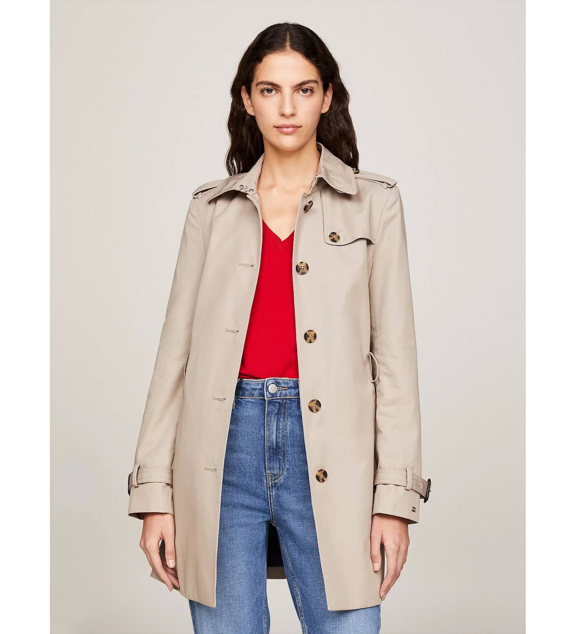 Tommy Hilfiger Trench-coat taupe Heritage à simple boutonnage