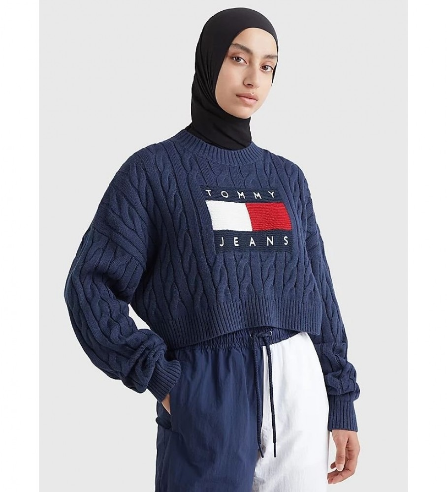 Tommy Jeans Jersey Center Flag marine