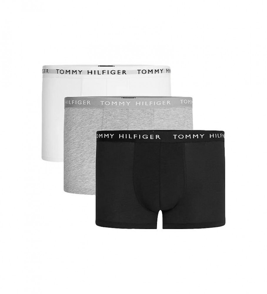 Tommy Hilfiger Pack de 3 Boxers Trunk Essentials con Logo negro, gris, blanco