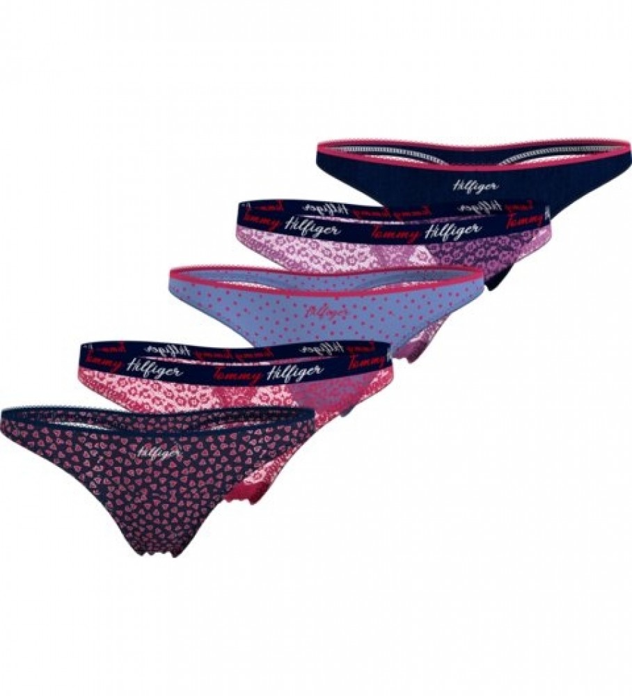 Tommy Hilfiger Pack of 5 thongs navy, blue, maroon, lilac