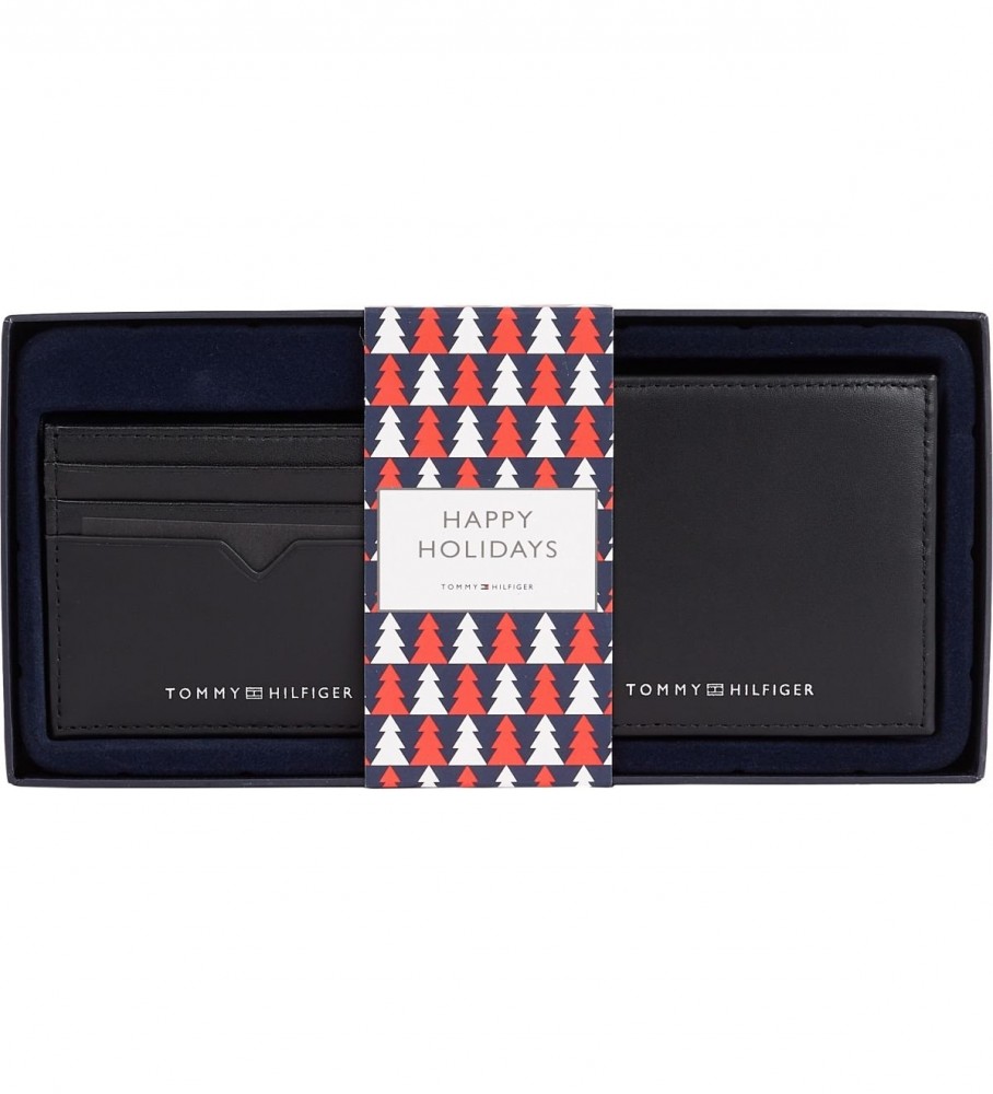 Tommy Hilfiger Pack of two black leather wallets