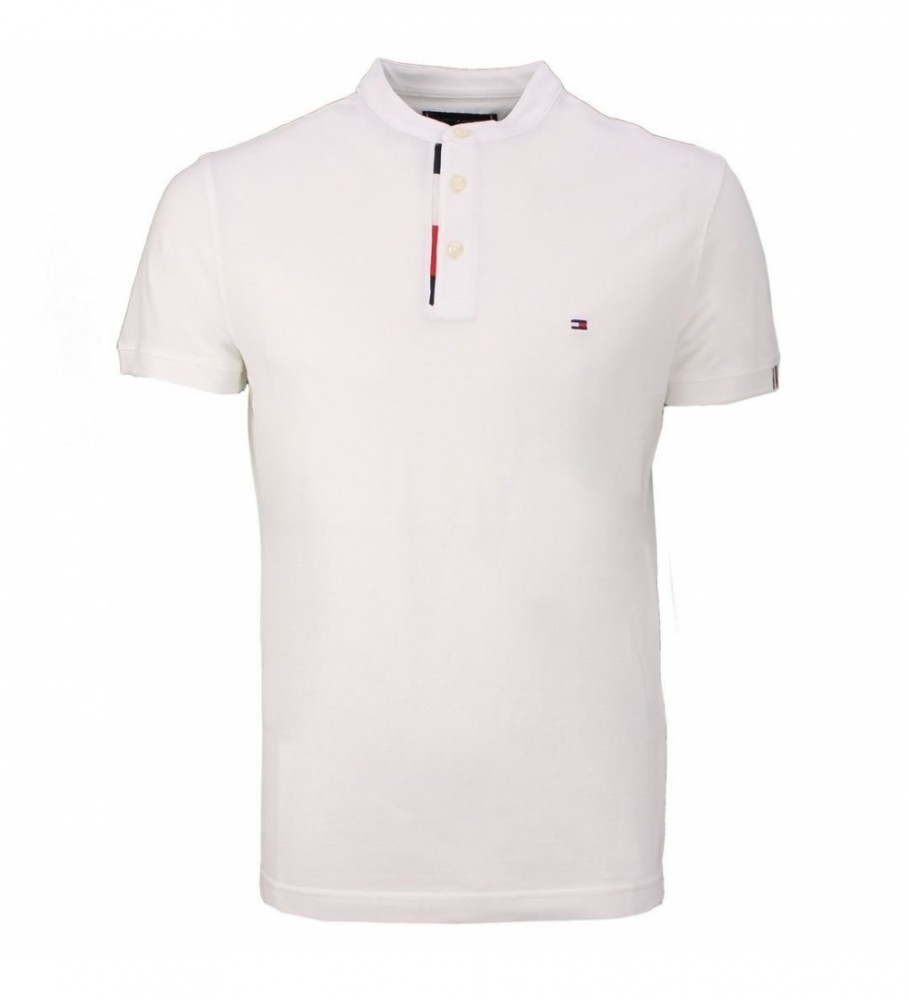 Tommy Hilfiger Polo shirt white block color mao collar