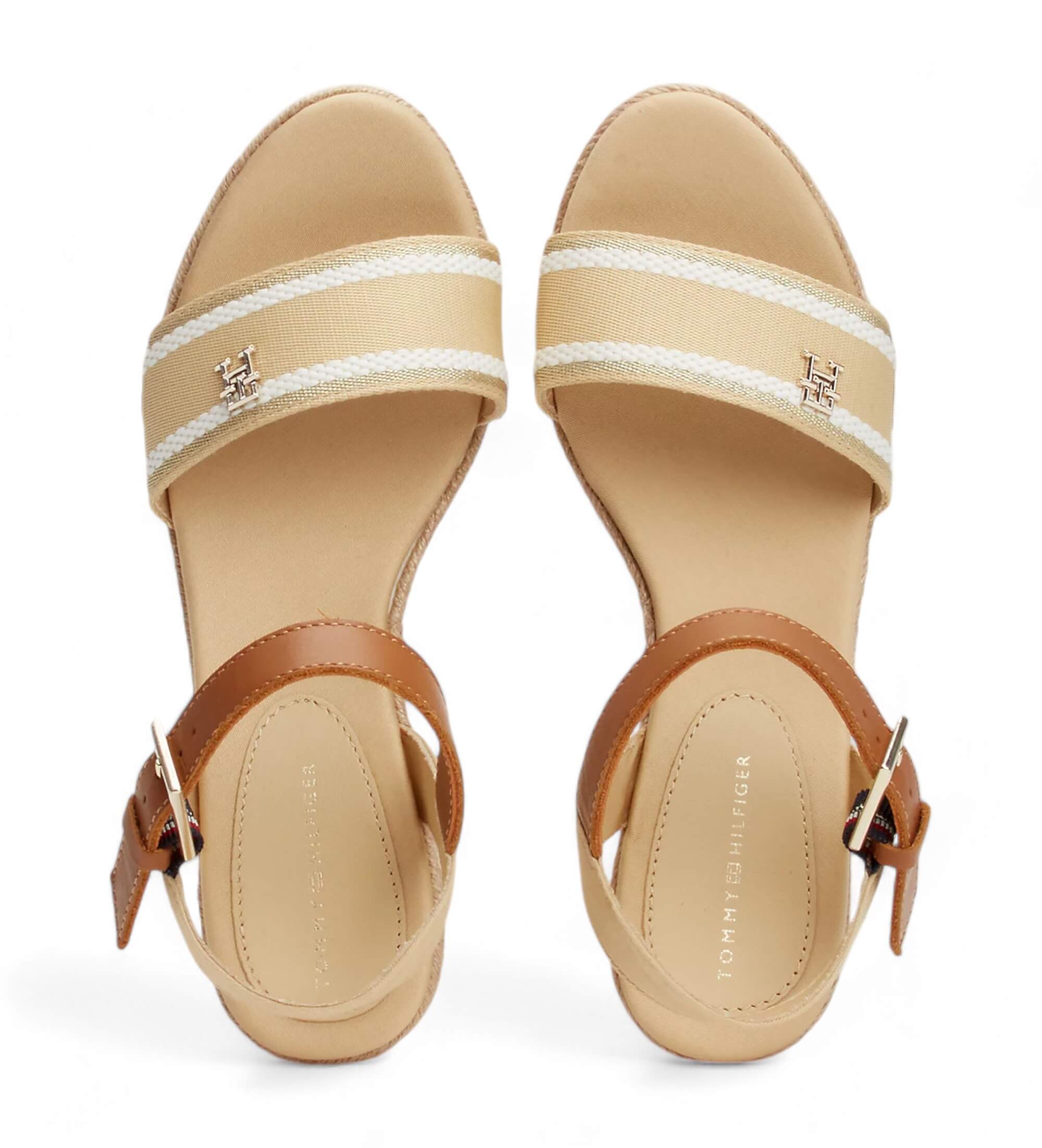 Tommy Hilfiger Sandalias De Cuero Con CuÃ±a Tommy Hilfiger