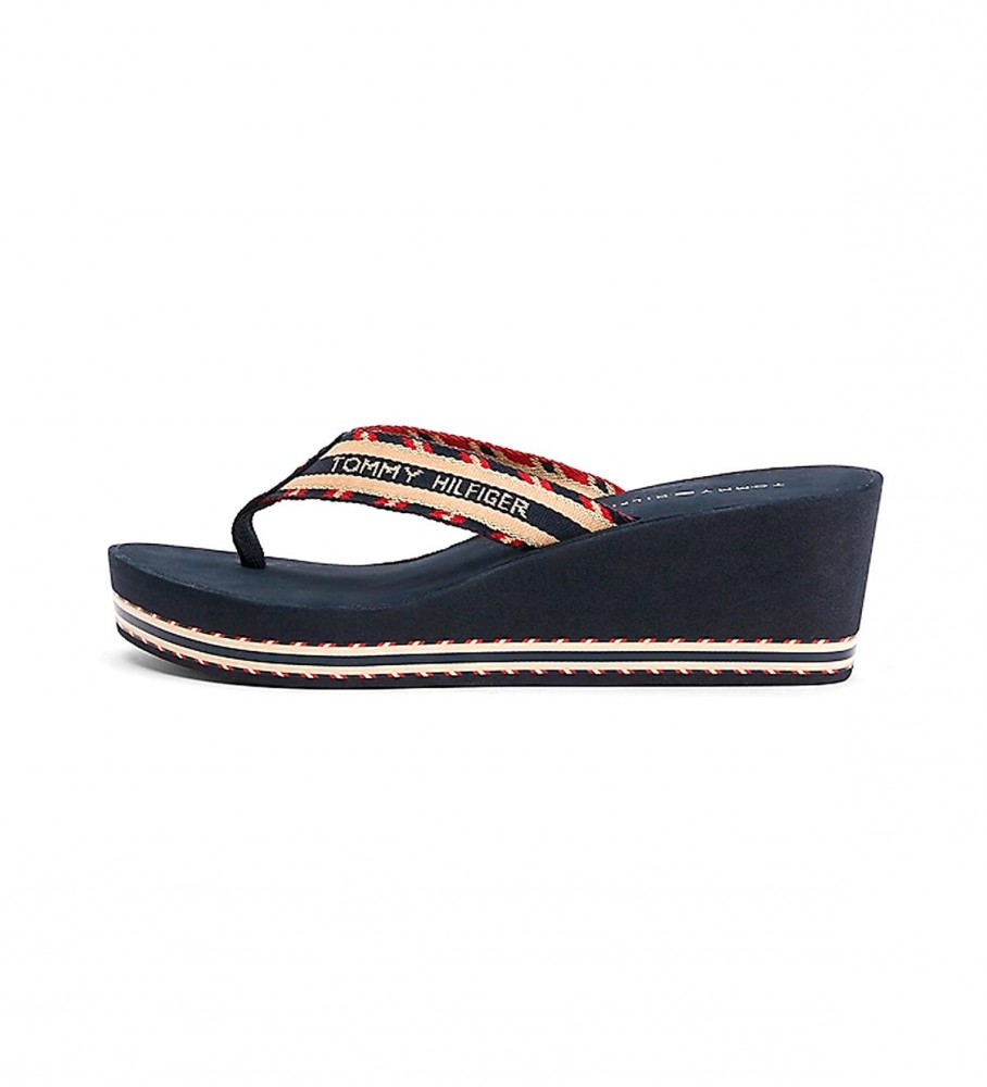 Tommy Hilfiger Navy fabric sandals - Height cua 6cm 