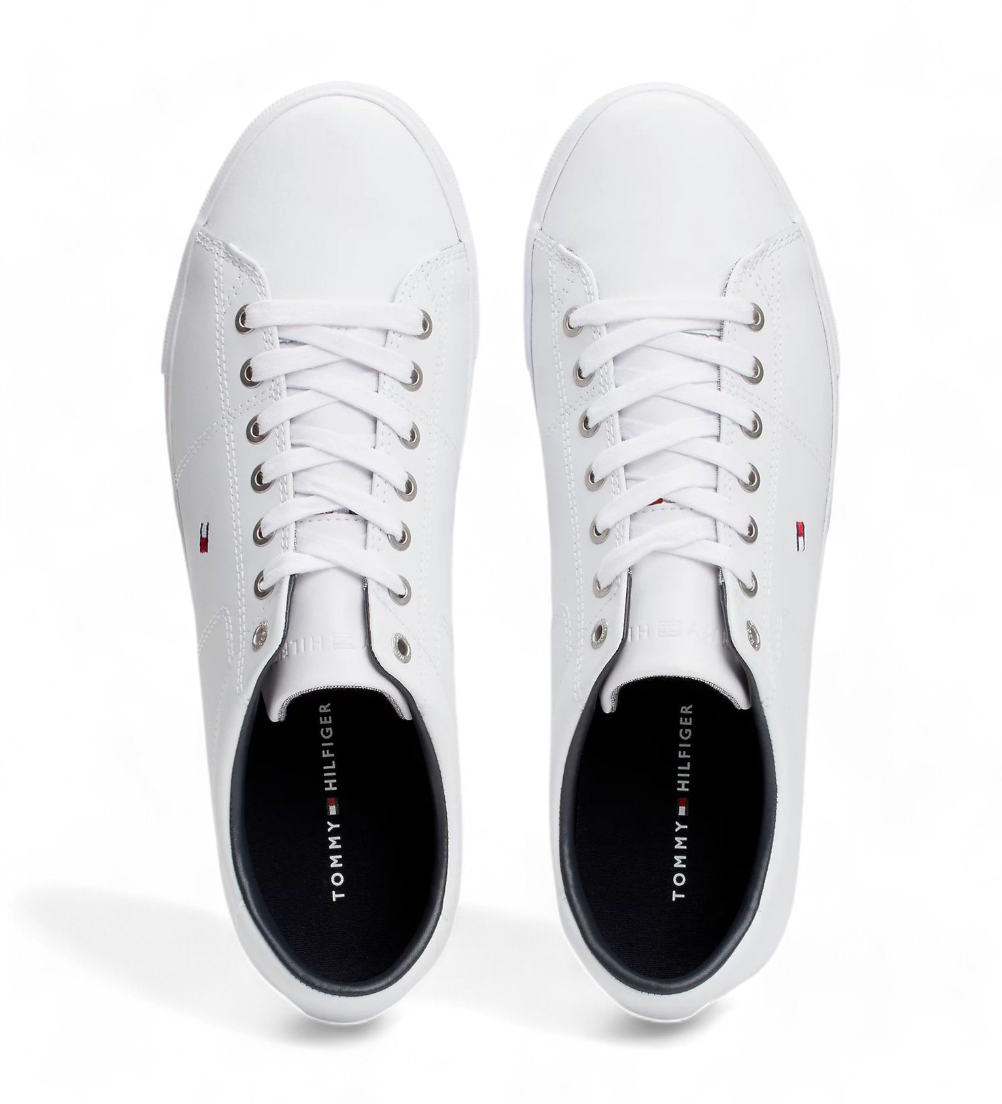 Tommy Hilfiger Essential - Baskets à lacets en cuir blanc