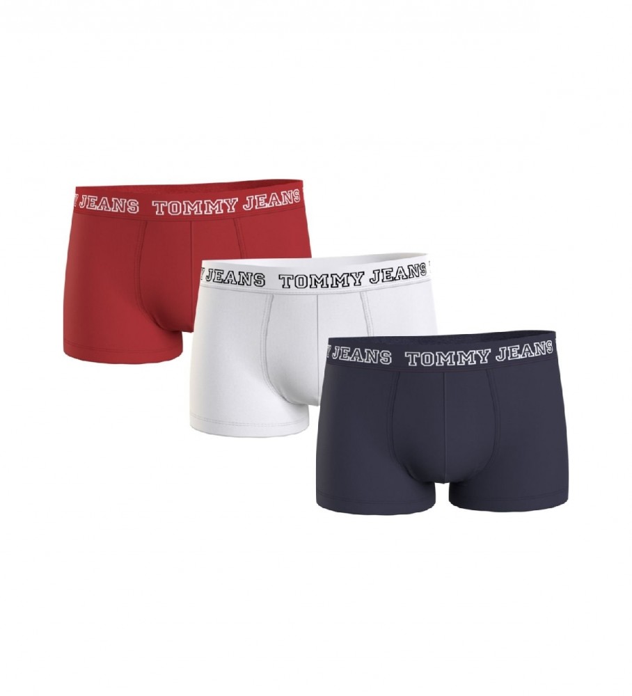 Tommy Jeans Pacote de 3 boxers com o logótipo da marinha, branco, vermelho