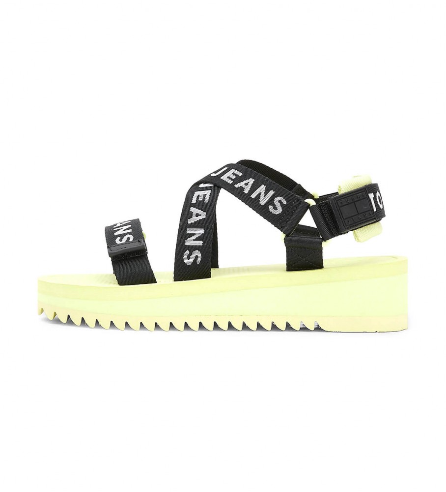 Tommy Jeans Platform sandals with braided straps yellow, black
