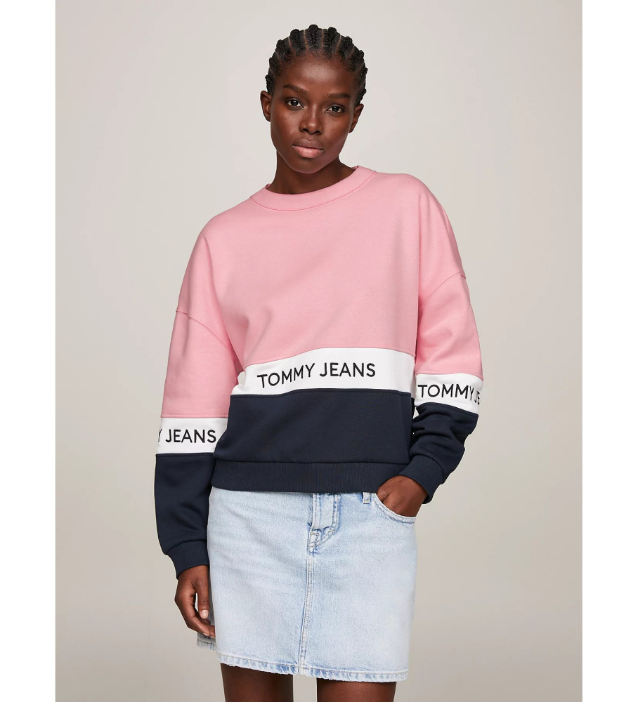 Tommy Jeans Sweatshirt Design bloco de cor rosa