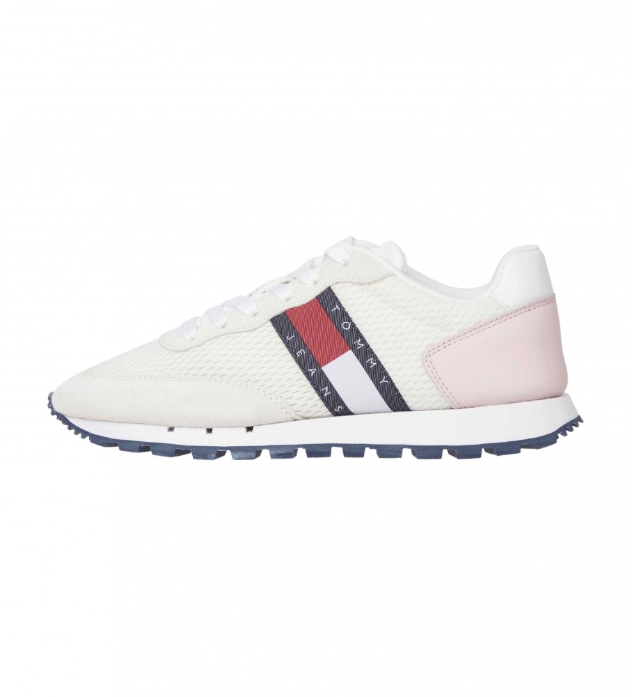 Tommy Jeans Retro leather trainers in beige,pink mixed panels