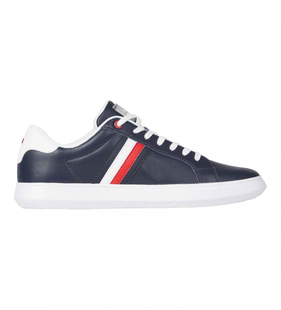 Tommy Hilfiger Baskets en cuir semelle compens e Bleu marine